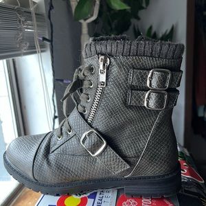snakeskin combat boots